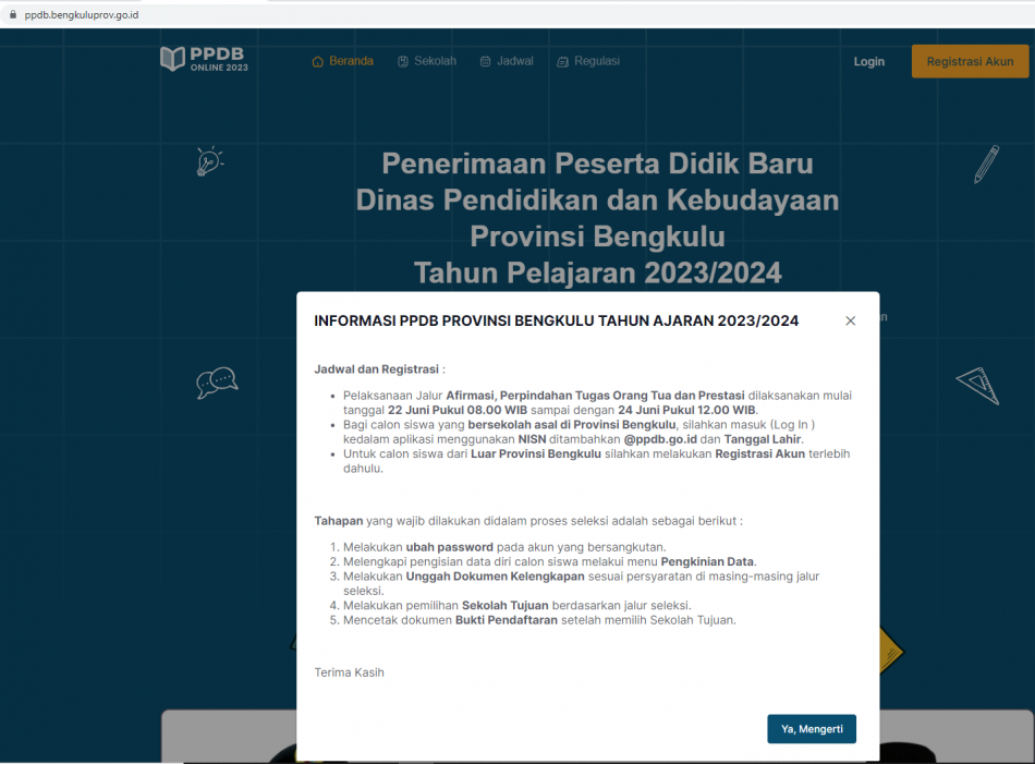 JADWAL VERIFIKASI BERKAS PPDB SMAN 1 BENGKULU SELATAN